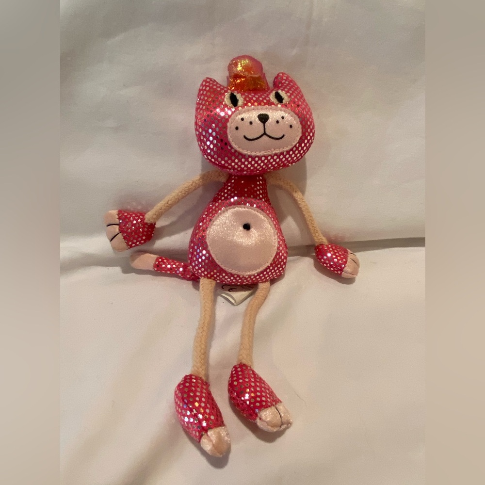 Jelly Cat Dingly Dangly Pink Sparkle Cat Plush Toy Vintage Retired Rare